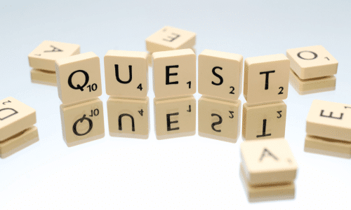 Scrabble tiles spelling Quest. Plant proteins are not incomplete proteins. Veg Out With Maria