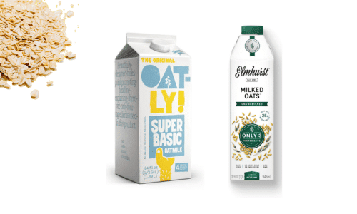 Oatly super basic oat milk and Elmhurst milked Oat milk with only 3 ingredients.